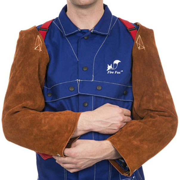 Manchettes de soudage brunes en cuir croûte bovin - La paire - Le Comptoir du Soudeur