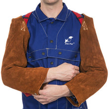 Manchettes de soudage brunes en cuir croûte bovin - La paire - Le Comptoir du Soudeur