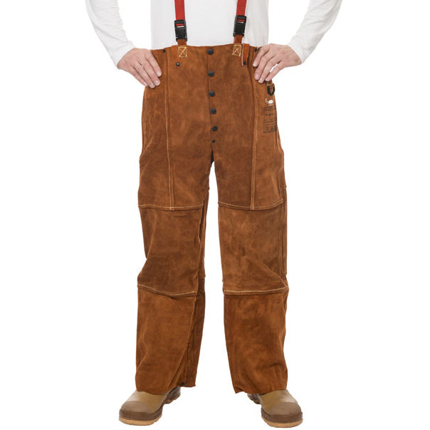 Pantalon de soudage brun en cuir croûte bovin - Le Comptoir du Soudeur