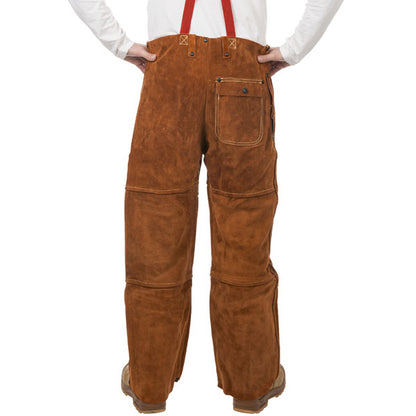 Pantalon de soudage brun en cuir croûte bovin - Le Comptoir du Soudeur