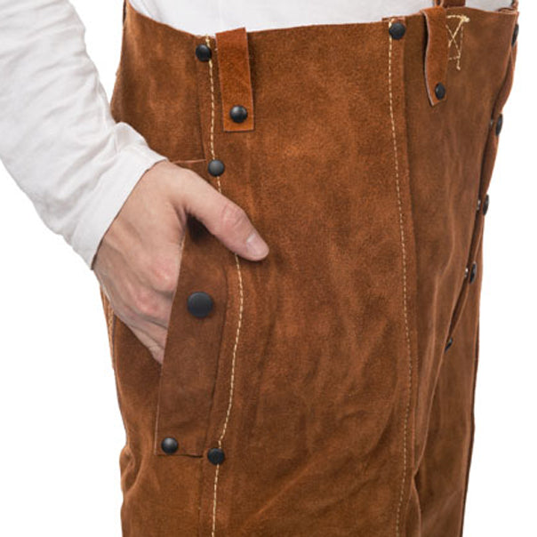 Pantalon de soudage brun en cuir croûte bovin - Le Comptoir du Soudeur