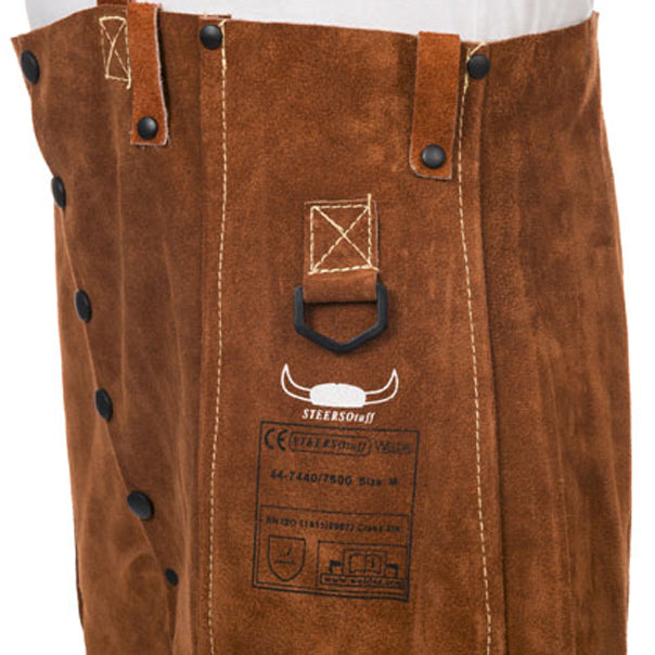 Pantalon de soudage brun en cuir croûte bovin - Le Comptoir du Soudeur