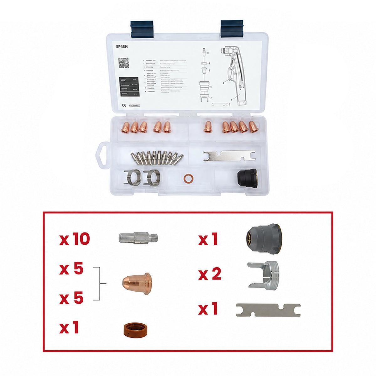 Pièces de rechange pour torche plasma PT45 Standard- Kit de 25 pièces