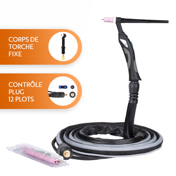 Torche TIG SR-20 - Corps fixe/flex - 4m/8m - Refroidi eau - Le Comptoir du Soudeur
