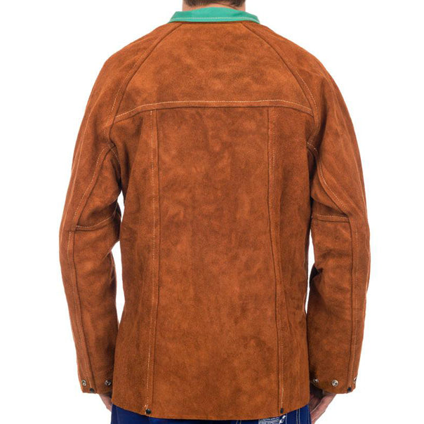Veste de soudage brune en cuir croûte bovin - Le Comptoir du Soudeur