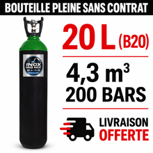 Bouteille Gaz de soudure pleine  Argon/CO2 (2% de CO2 pour soudure INOX) Sans Contrat B20 4,3m³ - Rechargeable Livraison Offerte